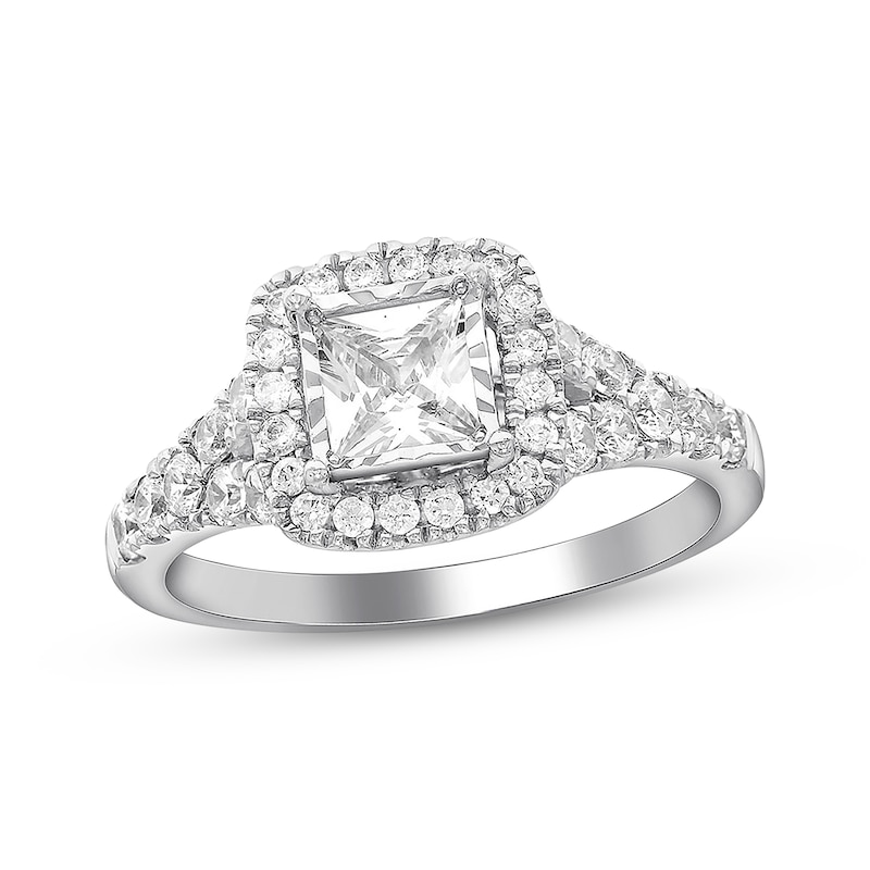 Main Image 1 of Previously Owned Diamond Engagement Ring 1-1/8 ct tw Princess-cut 14K White Gold
