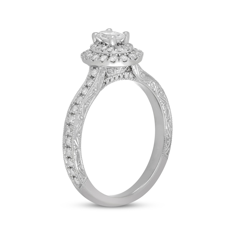Previously Owned Neil Lane Diamond Engagement Ring 7/8 ct tw Oval/Round 14K White Gold