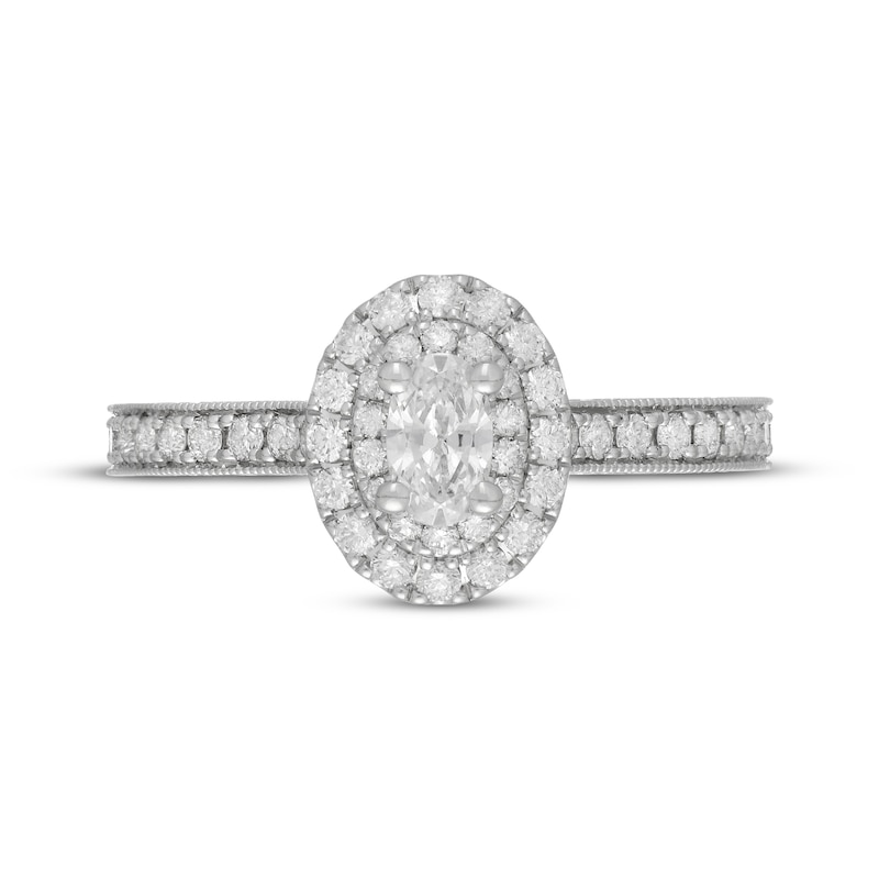 Previously Owned Neil Lane Diamond Engagement Ring 7/8 ct tw Oval/Round 14K White Gold