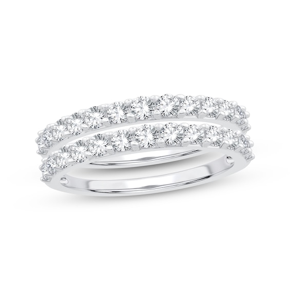 Previously Owned Double Diamond Wedding Band 1 ct tw Round-Cut 14K White Gold