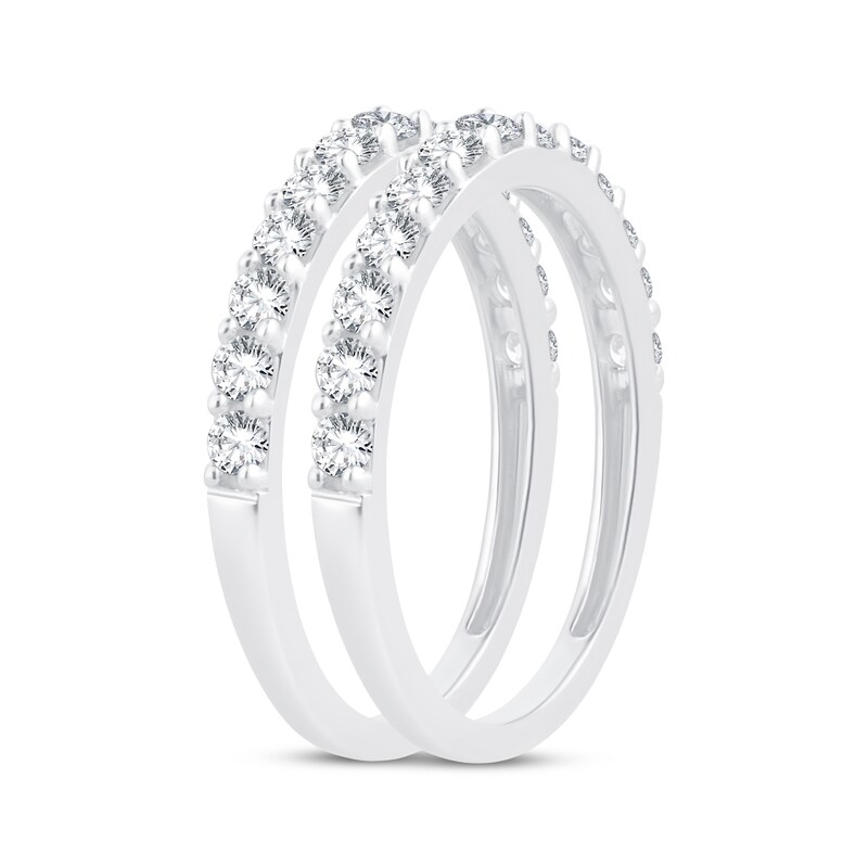 Main Image 2 of Previously Owned Double Diamond Wedding Band 1 ct tw Round-Cut 14K White Gold