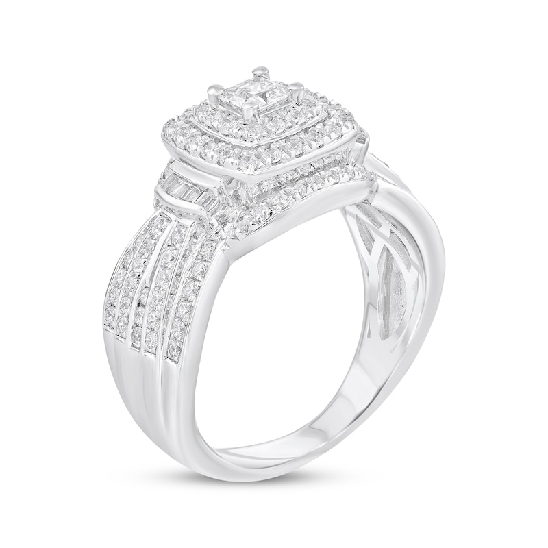 Main Image 2 of Previously Owned Princess-Cut Diamond Frame Engagement Ring 1 ct tw 14K White Gold