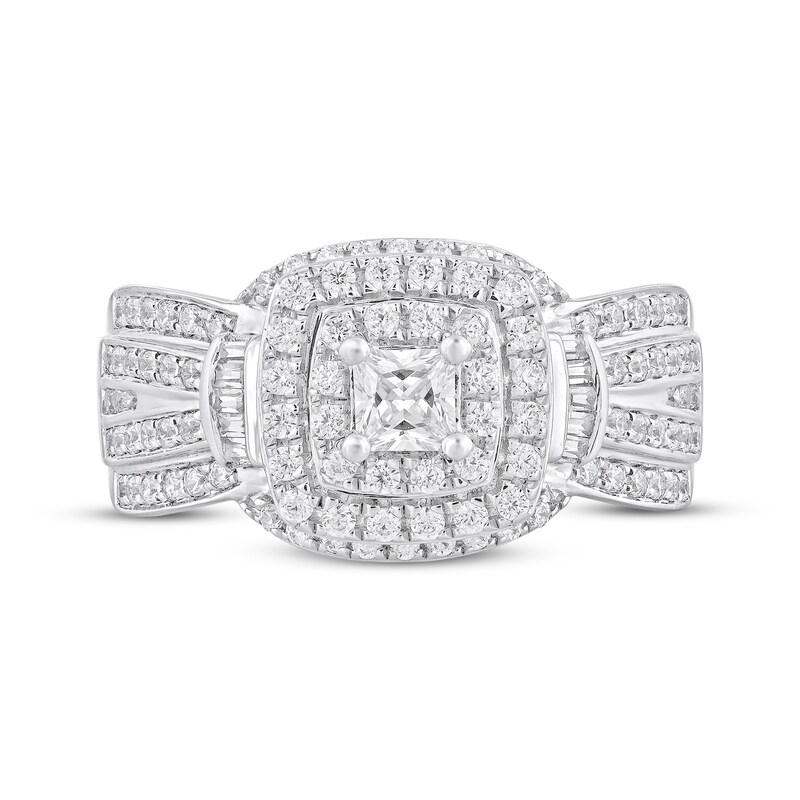 Main Image 3 of Previously Owned Princess-Cut Diamond Frame Engagement Ring 1 ct tw 14K White Gold