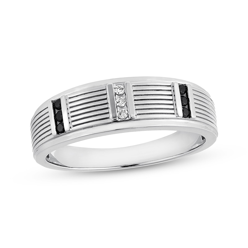 Main Image 1 of Previously Owned Men's Diamond Wedding Band 1/10 ct tw Round-cut 10K White Gold