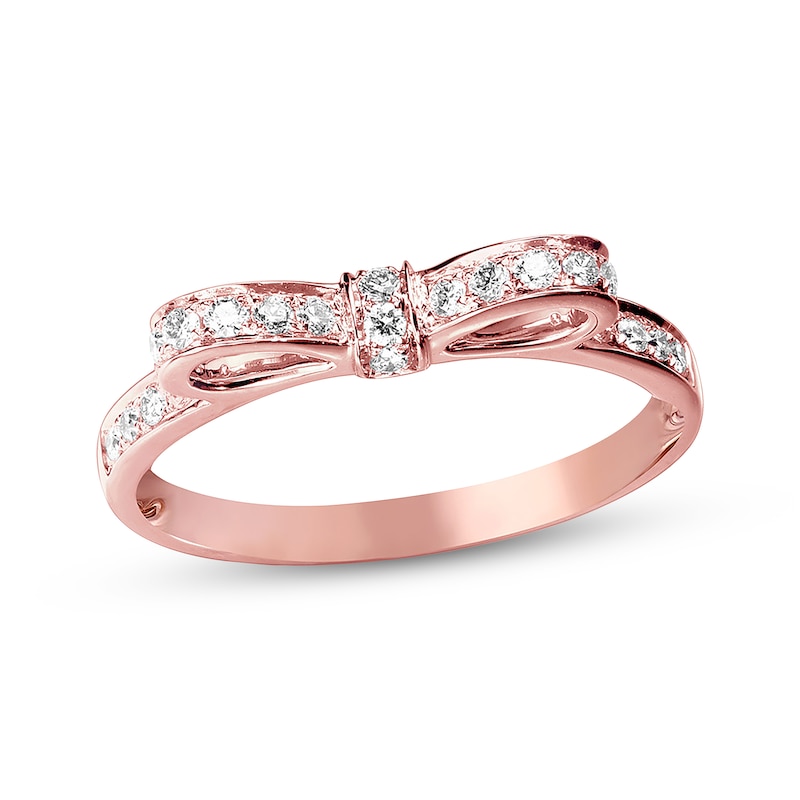 Previously Owned Diamond Bow Ring 1/4 ct tw Round-cut 10K Rose Gold