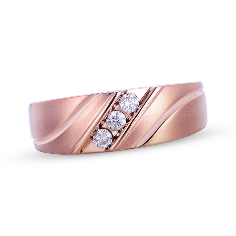 Previously Owned Men's Diamond Wedding Band 1/5 ct tw Round-cut 10K Rose Gold