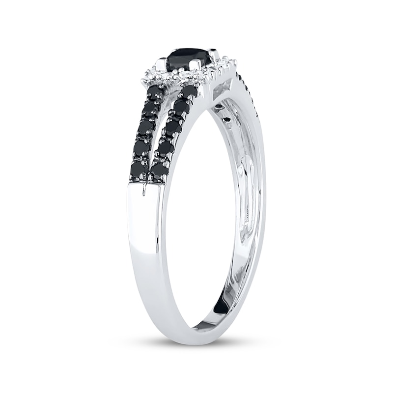 Main Image 2 of Previously Owned Black Diamond Engagement Ring 1/2 ct tw Princess-cut 10K White Gold Size 7.5