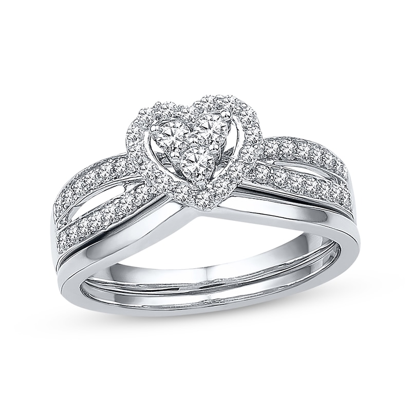 Main Image 1 of Previously Owned Heart Bridal Set 1/2 ct tw Diamonds 10K White Gold