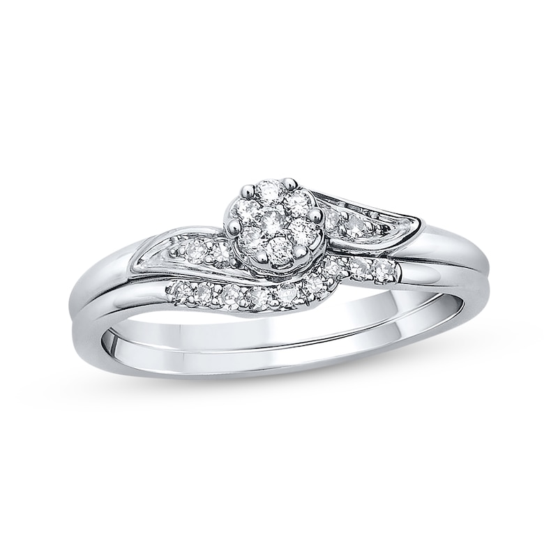 Main Image 1 of Previously Owned Diamond Bridal Set 1/6 ct tw Round-cut 10K White Gold Size 9