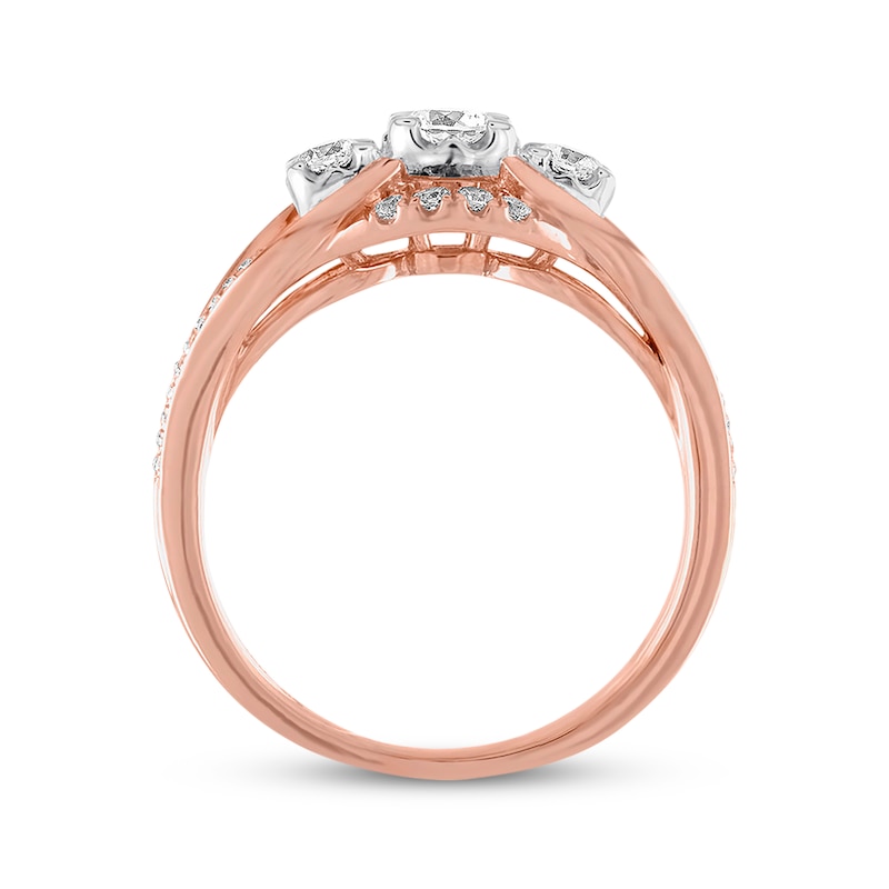 Main Image 3 of Previously Owned Three-Stone Diamond Ring 1/2 ct tw Round-cut 14K Two-Tone Gold