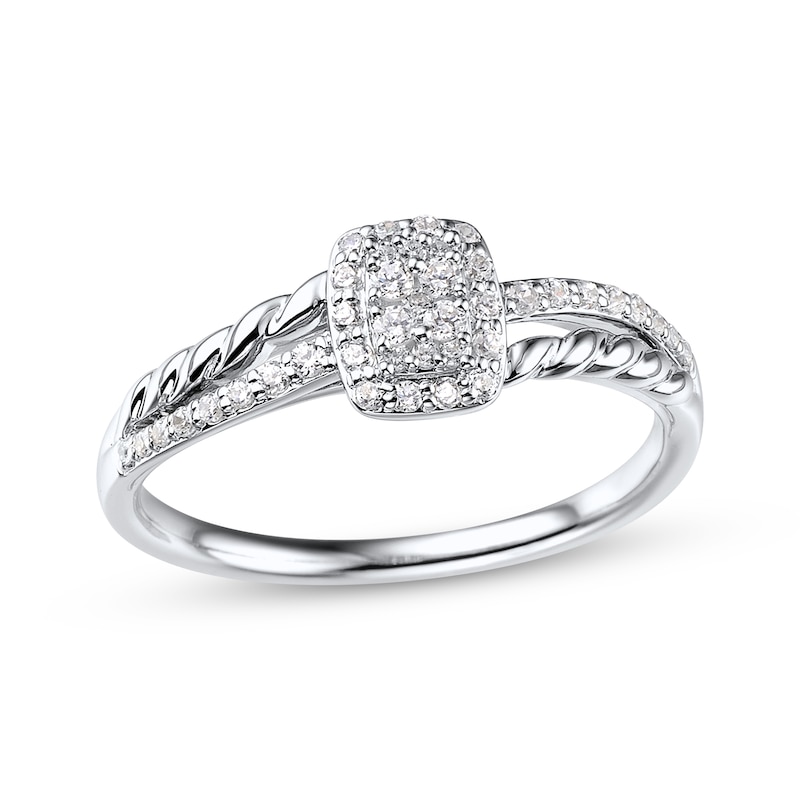 Previously Owned Round Diamond Twist Engagement Ring 1/4 ct tw 10K White Gold