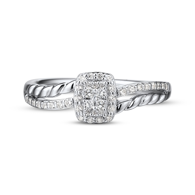 Previously Owned Round Diamond Twist Engagement Ring 1/4 ct tw 10K White Gold