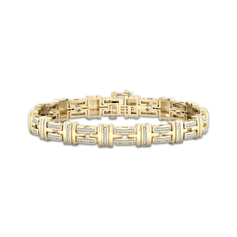 Main Image 1 of Previously Owned Men's Diamond Bracelet 1/2 ct tw Round-cut 10K Yellow Gold 8.5"