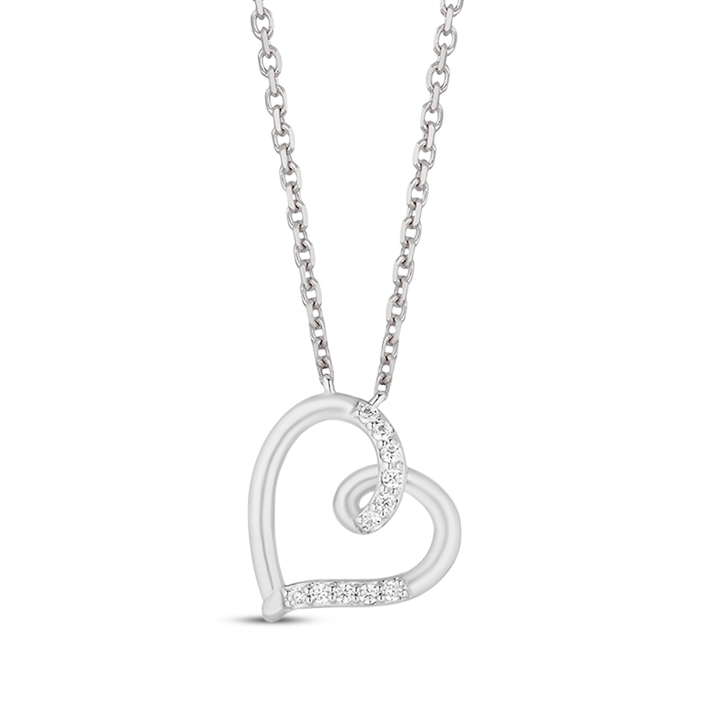 Main Image 2 of Previously Owned Hallmark Diamonds Swirling Hearts Gift Set 1/8 ct tw Sterling Silver 18"