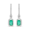 Thumbnail Image 1 of Previously Owned Emerald & Diamond Drop Earrings 1/5 ct tw 10K White Gold