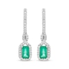 Thumbnail Image 1 of Previously Owned Emerald & Diamond Drop Earrings 1/5 ct tw 10K White Gold