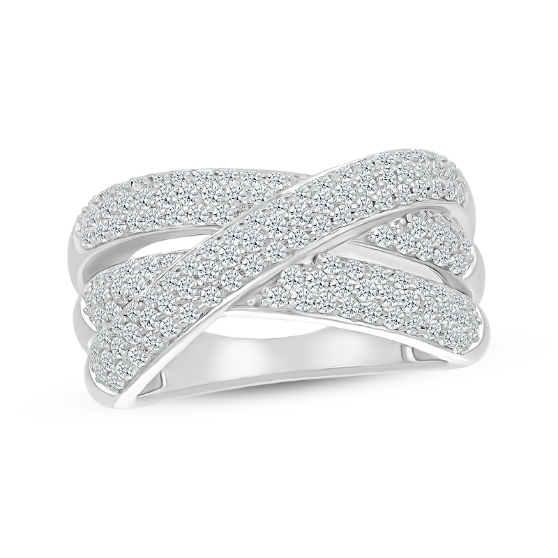 Previously Owned Diamond Three-Row Crossover Ring 1 ct tw 10K White Gold