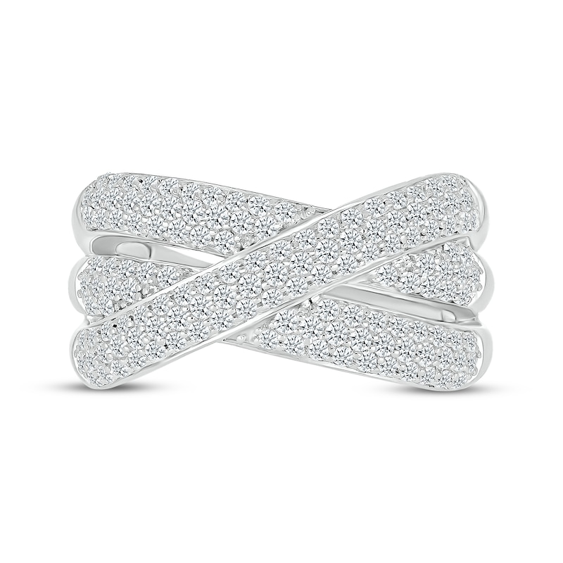Previously Owned Diamond Three-Row Crossover Ring 1 ct tw 10K White Gold