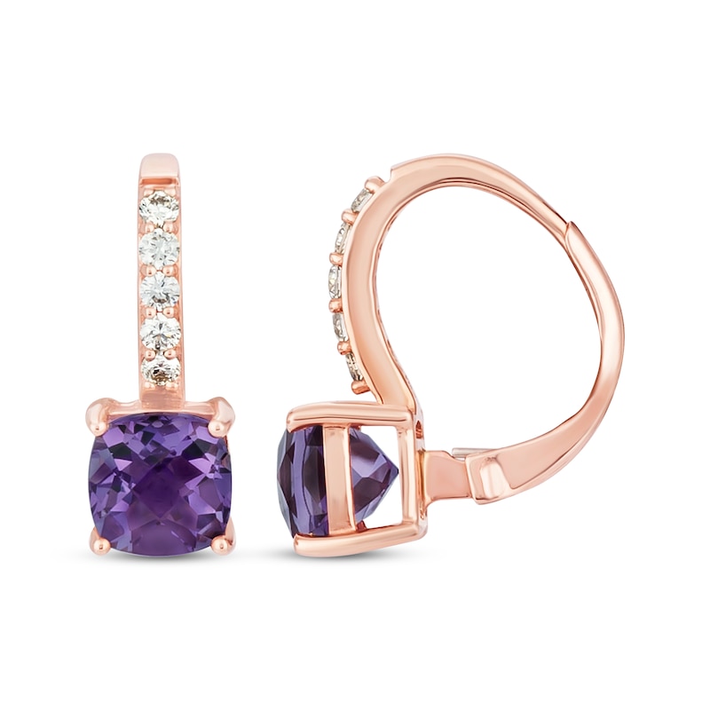 Main Image 1 of Previously Owned Le Vian Amethyst Earrings 1/6 ct tw Diamonds 14K Strawberry Gold