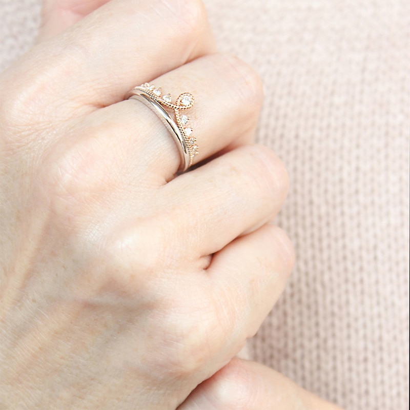 Main Image 4 of Previously Owned Emmy London Diamond Ring 1/4 ct tw Sterling Silver & 10K Rose Gold