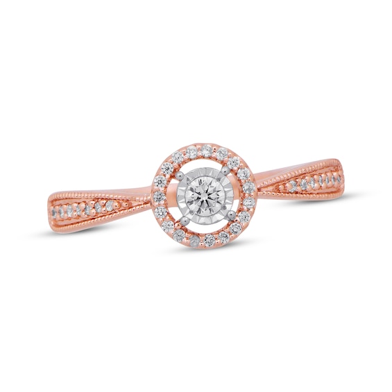 Previously Owned Diamond Halo Frame Promise Ring 1/8 ct tw 10K Rose Gold