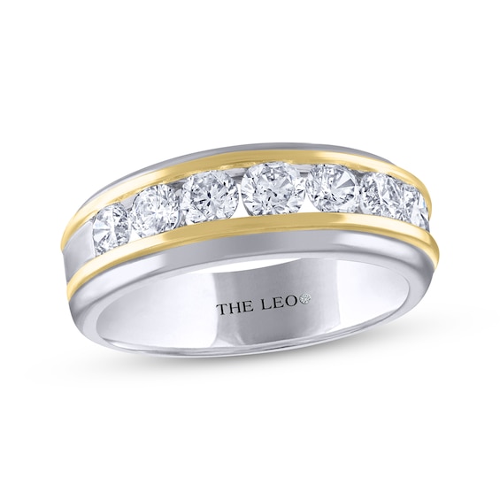 Previously Owned Men's THE LEO Diamond Wedding Band 1-1/2 ct tw Round-cut 14K Two-Tone Gold