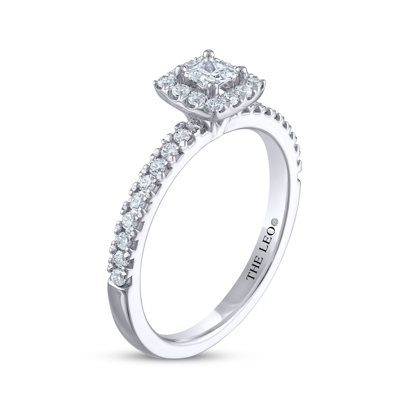Previously Owned THE LEO Diamond Engagement Ring 1/2 ct tw Princess & Round-cut 14K White Gold