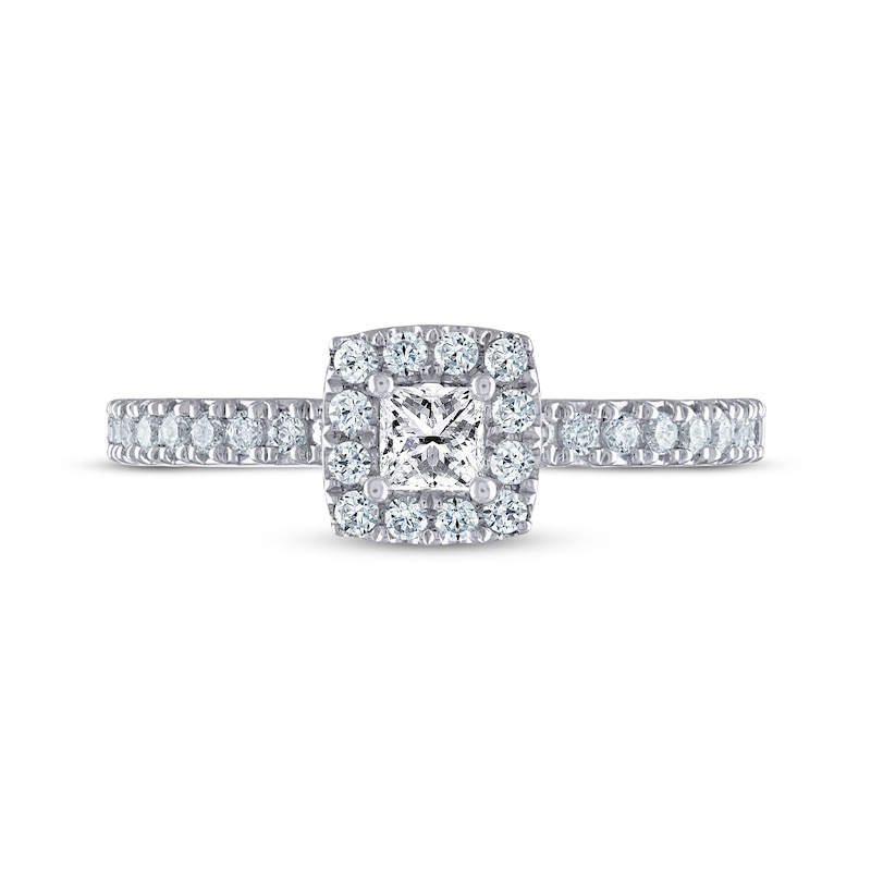 Previously Owned THE LEO Diamond Engagement Ring 1/2 ct tw Princess & Round-cut 14K White Gold