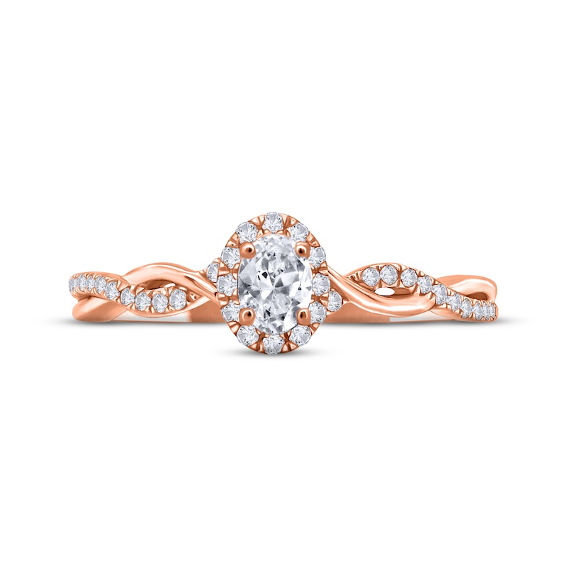 Main Image 3 of Previously Owned Adrianna Papell Diamond Engagement Ring 1/3 ct tw Oval & Round-cut 14K Rose Gold