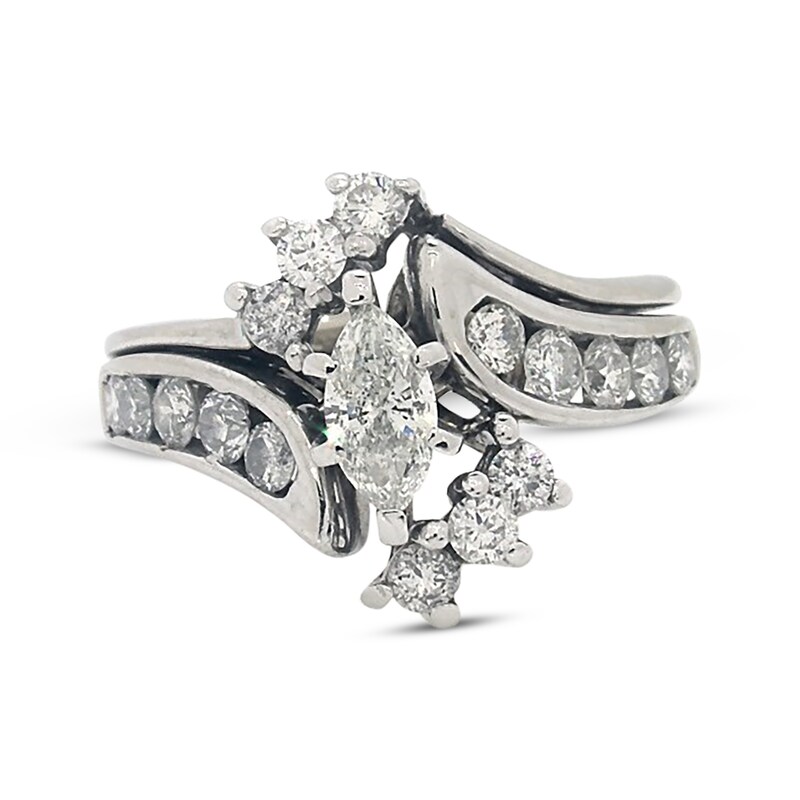 Main Image 1 of Previously Owned Marquise & Round-Cut Diamond Bridal Set 1 ct tw 14K White Gold Size 5