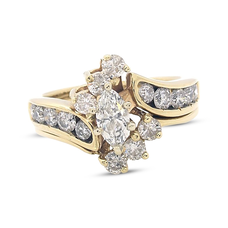 Main Image 1 of Previously Owned Marquise-Cut Diamond Bridal Set 1-1/2 ct tw 14K Yellow Gold Size 6.5