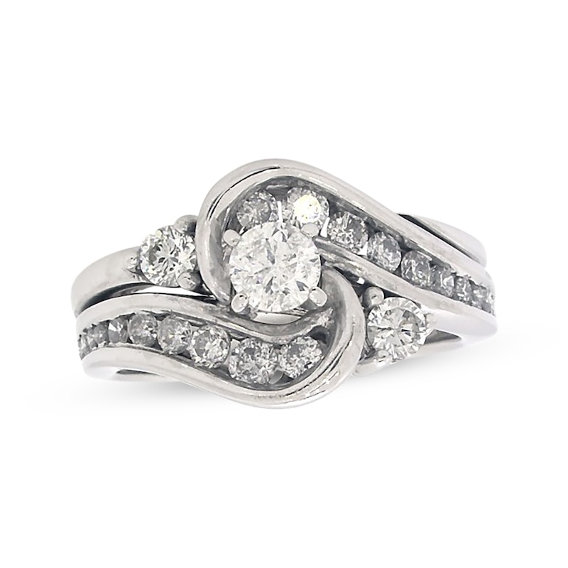 Main Image 1 of Previously Owned Round-Cut Diamond Bridal Set 1 ct tw 14K White Gold Size 6.5