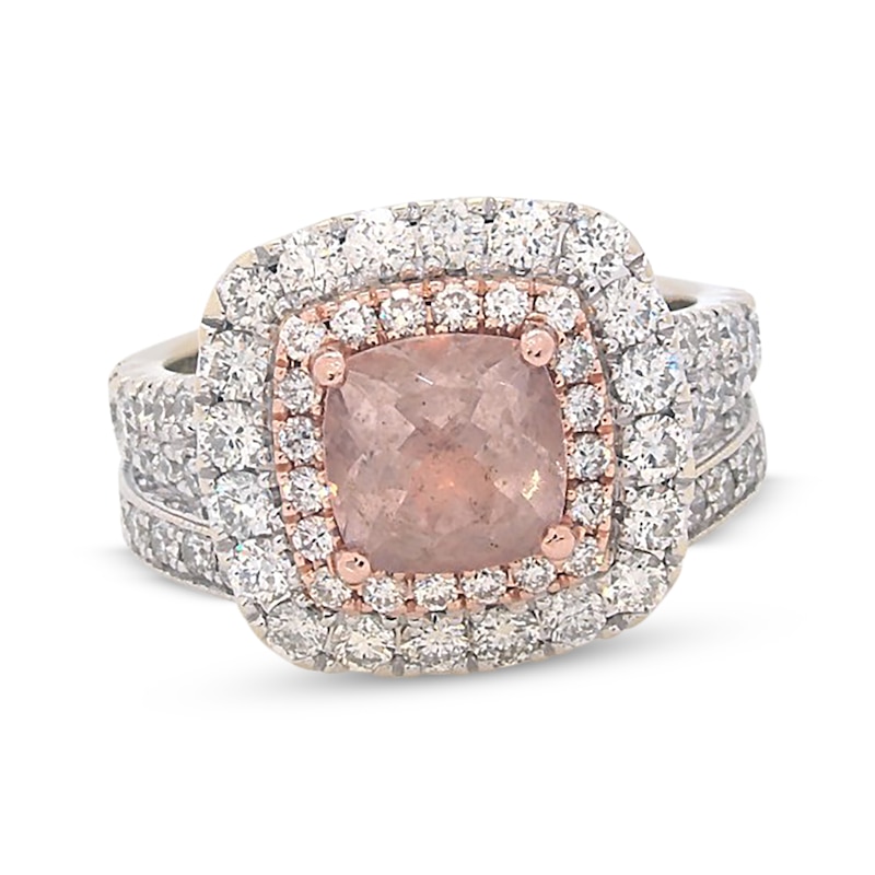 Main Image 1 of Previously Owned Neil Lane Cushion-Cut Morganite Bridal Set 1-1/2 ct tw Diamonds 14K Two-Tone Gold Size 5.75