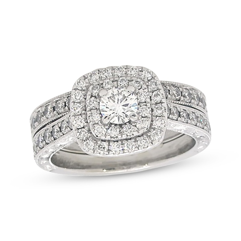 Main Image 1 of Previously Owned Neil Lane Diamond Bridal Set 1-1/8 ct tw Round-Cut 14K White Gold Size 5.25