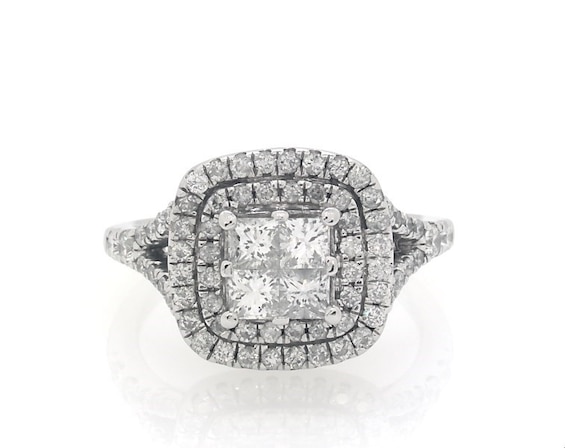 Previously Owned Diamond Engagement Ring 1-1/6 ct tw Princess-cut 14K White Gold