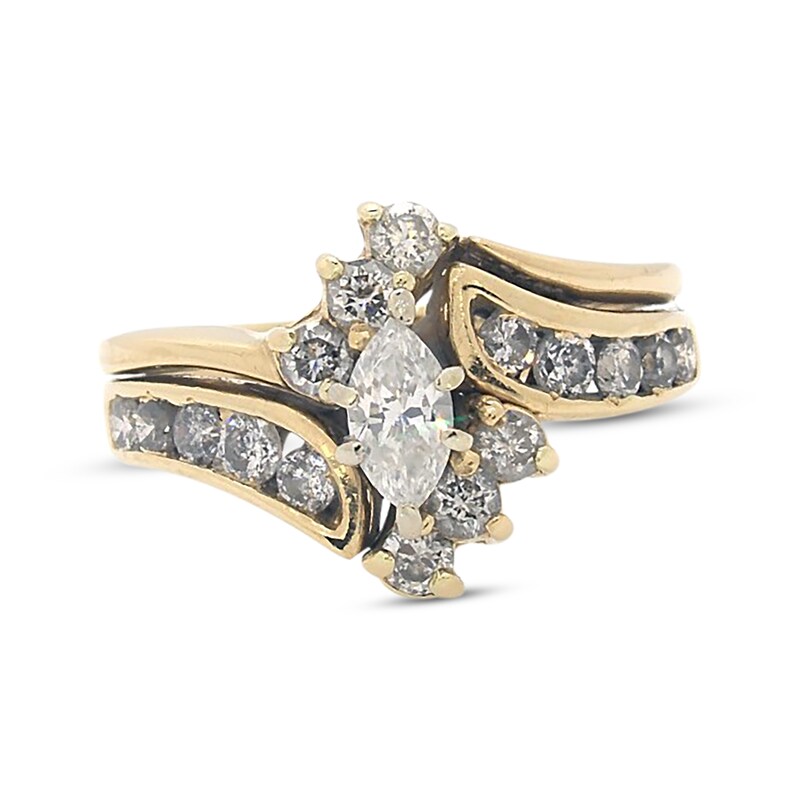 Main Image 1 of Previously Owned Marquise-Cut Diamond Bridal Set 1-1/2 ct tw 14K Yellow Gold Size 8.25