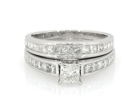 Previously Owned Princess-Cut Diamond Bridal Set 2 ct tw 14K White Gold 6.5
