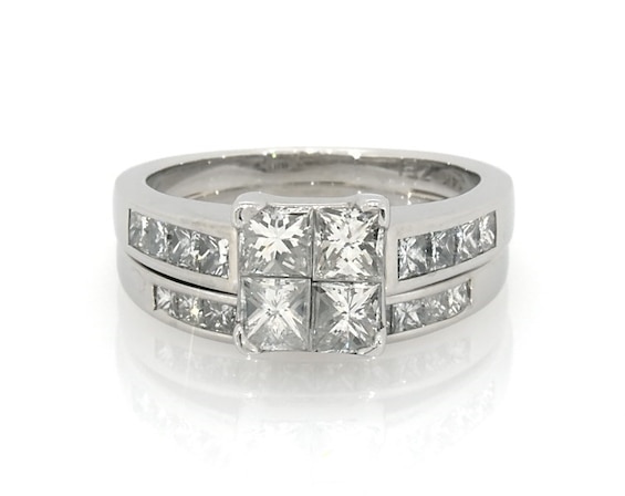 Previously Owned Princess-Cut Quad Diamond Bridal Set -/ ct tw 14K White Gold Size