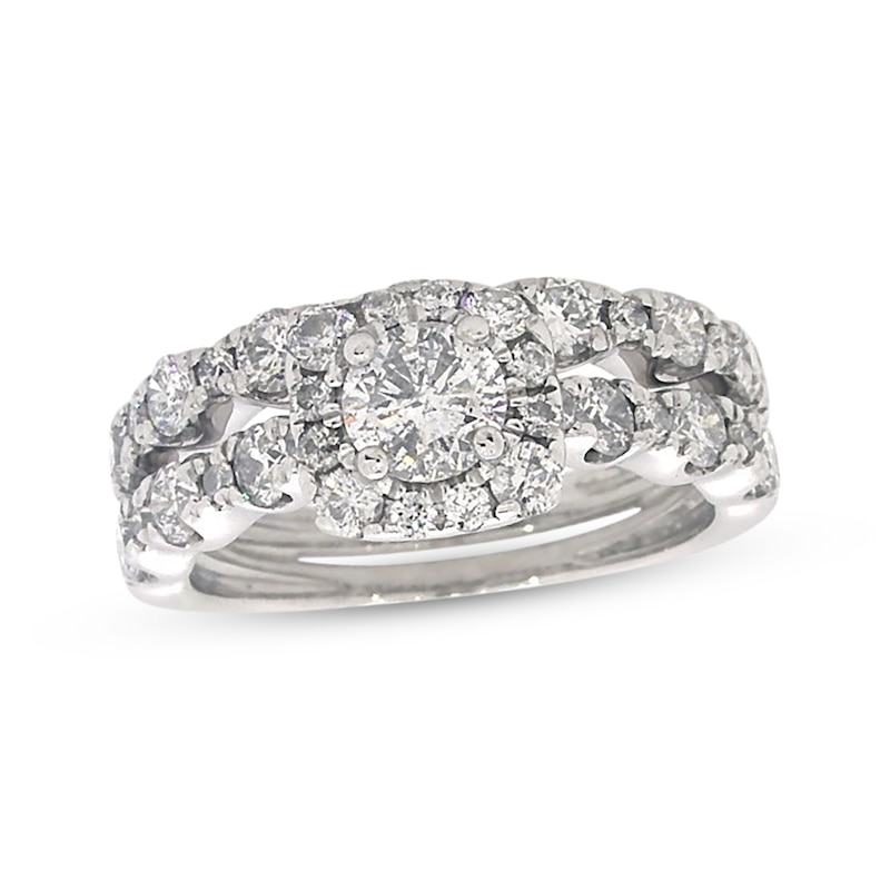 Main Image 1 of Previously Owned Diamond Bridal Set 1-1/2 ct tw Round-Cut 14K White Gold Size 5