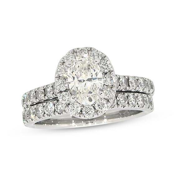 Previously Owned Neil Lane Oval-Cut Diamond Halo Bridal Set 2 ct tw 14K White Gold Size 6.75