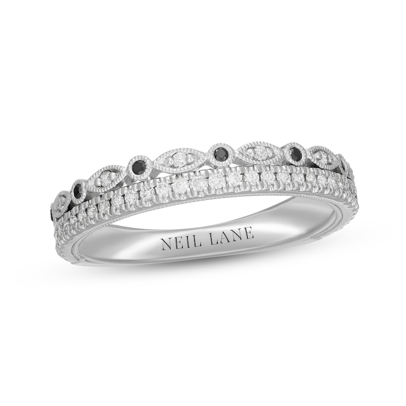 Main Image 1 of Previously Owned Neil Lane Black & White Diamond Anniversary Band 1/4 ct tw Round-cut 14K White Gold
