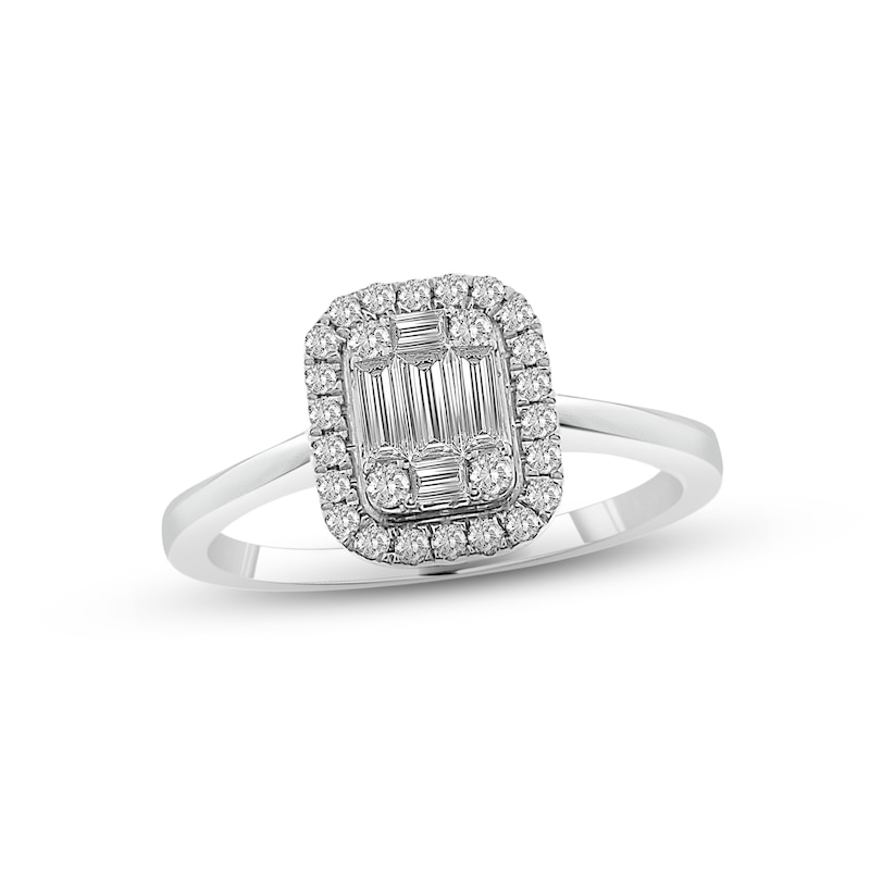 Main Image 1 of Previously Owned Diamond Ring 3/8 ct tw Baguette & Round-cut 10K White Gold