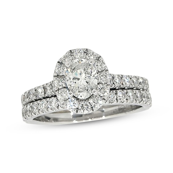 Previously Owned Neil Lane Oval-Cut Diamond Halo Bridal Set 2 ct tw 14K White Gold Size 7.5