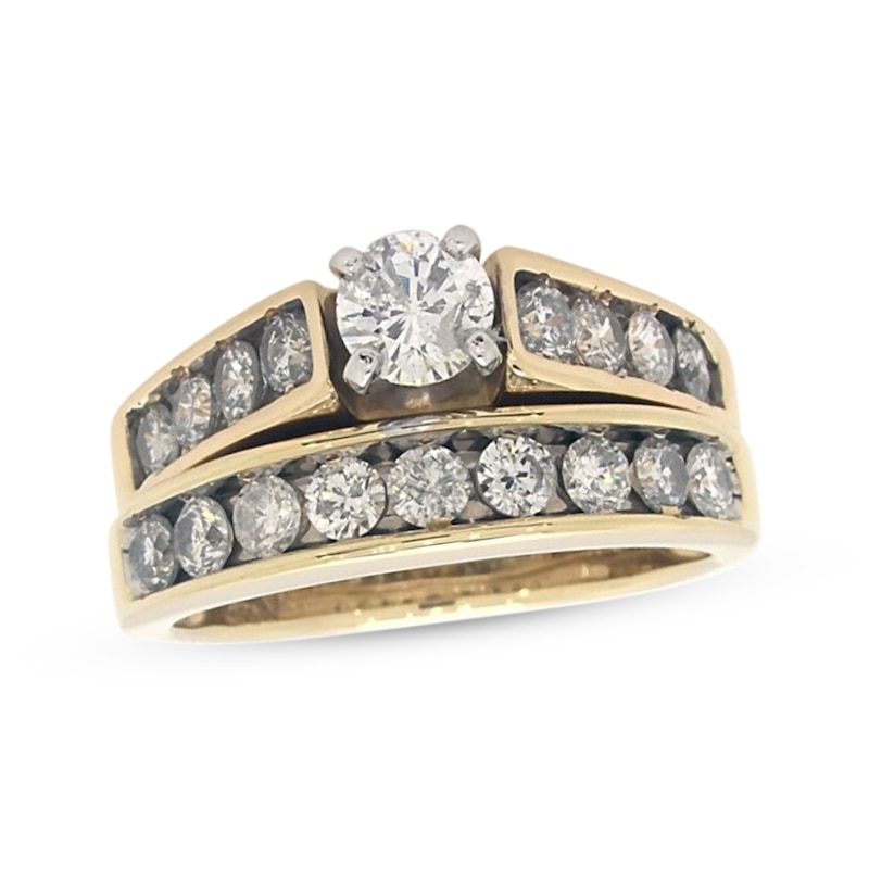 Main Image 1 of Previously Owned Round-Cut Diamond Bridal Set 1-1/2 ct tw 14K Yellow Gold Size 5.75