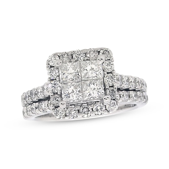 Previously Owned Diamond Bridal Set 1-7/8 ct tw Princess & Round-Cut 14K White Gold 5.25