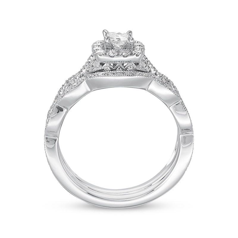 Main Image 3 of Previously Owned Neil Lane Princess-Cut Diamond Bridal Set 7/8 ct tw 14K White Gold Size 5