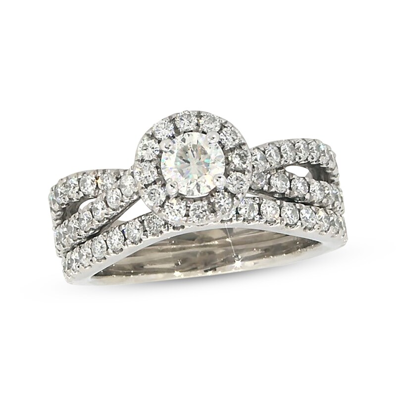 Main Image 1 of Previously Owned THE LEO First Light Diamond Bridal Set 1 ct tw 14K White Gold Size 4.75