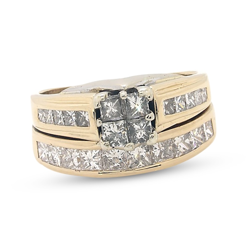 Main Image 1 of Previously Owned Princess-Cut Diamond Bridal Set 1-1/2 ct tw 14K Two-Tone Gold Size 7.25