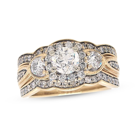 Previously Owned Diamond Bridal Set 1-1/3 ct tw Round-Cut 14K Yellow Gold 6.5