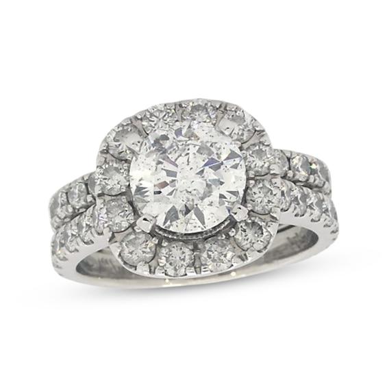 Previously Owned Neil Lane Round-Cut Diamond Halo Bridal Set 3-1/2 ct tw 14K White Gold Size 5.5